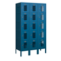 Salsbury Industries 5 Tier Box Vented Locker, 36"Wx66"Hx15"D, 15 Door, Blue, Unassembled 75355BL-U